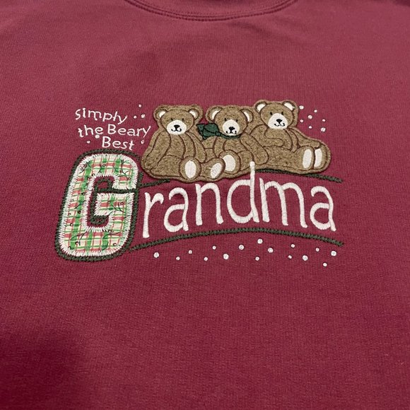M&C Sportswear Burgundy Beary Best Grandma Sweatshirt, Size 1X - Picture 3 of 5